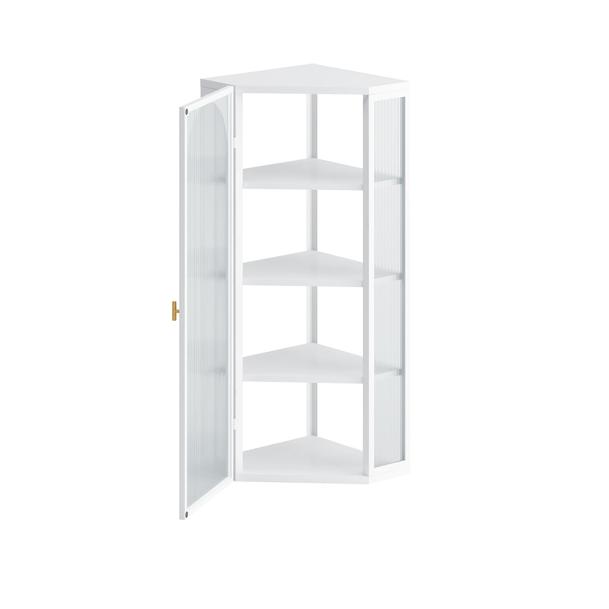 Four-Tier Glass Door Corner Wall Cabinet for Bathroom