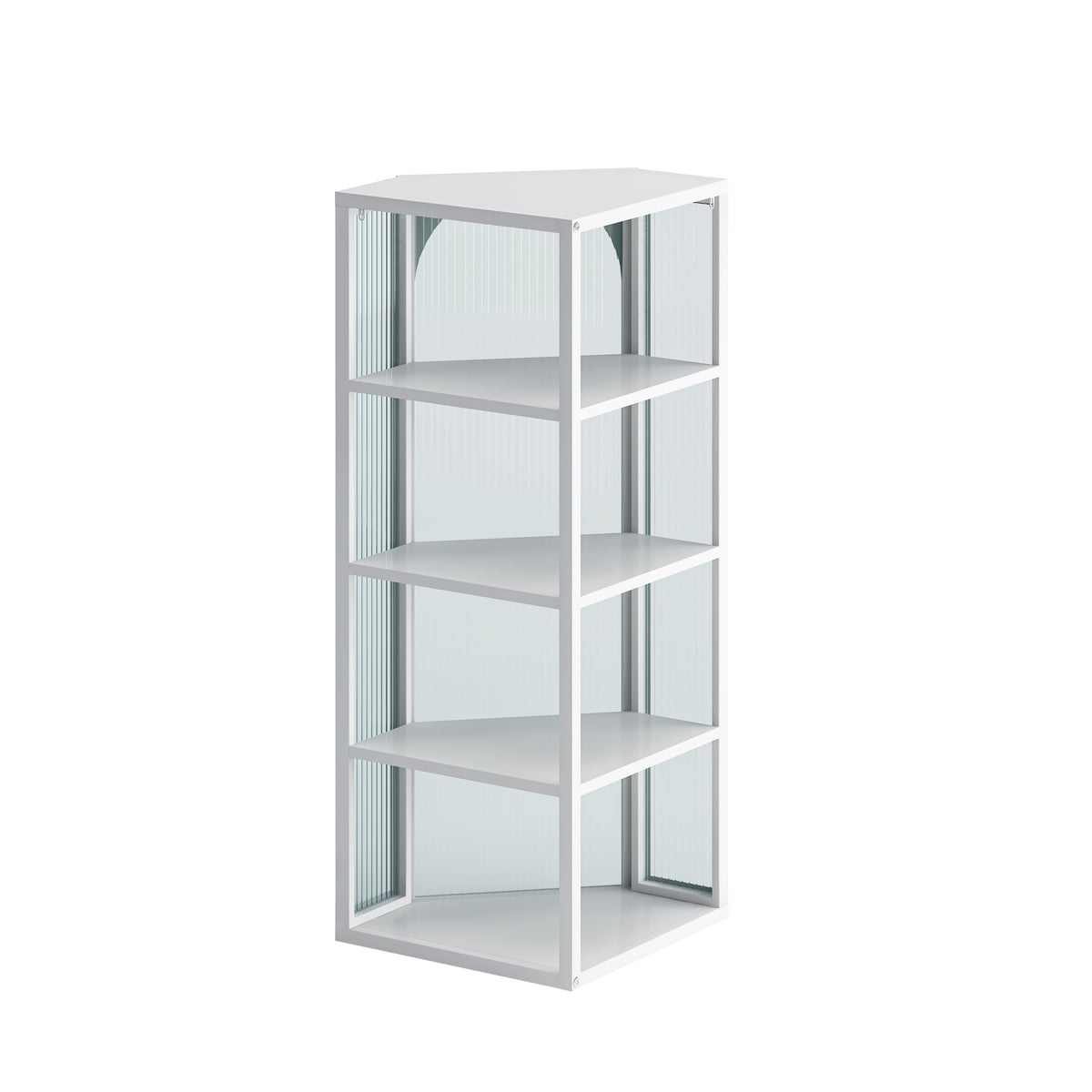 Four-Tier Glass Door Corner Wall Cabinet for Bathroom