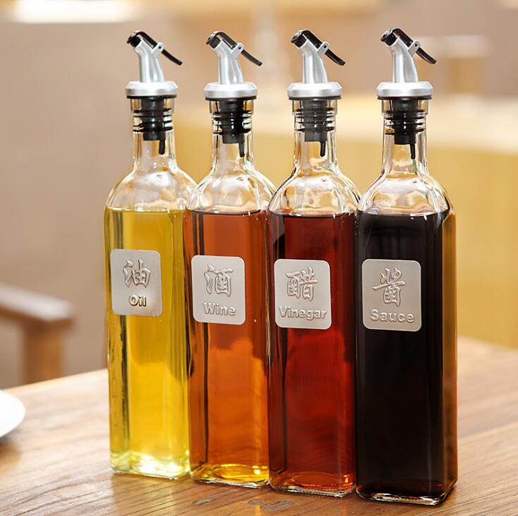 Glass Oil Dispenser Bottle with Dust-Proof Lid