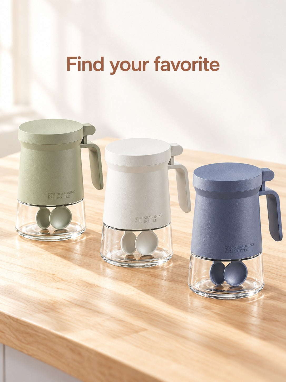 Glass Seasoning Jar Set With Moisture-Proof Lid & Spoons