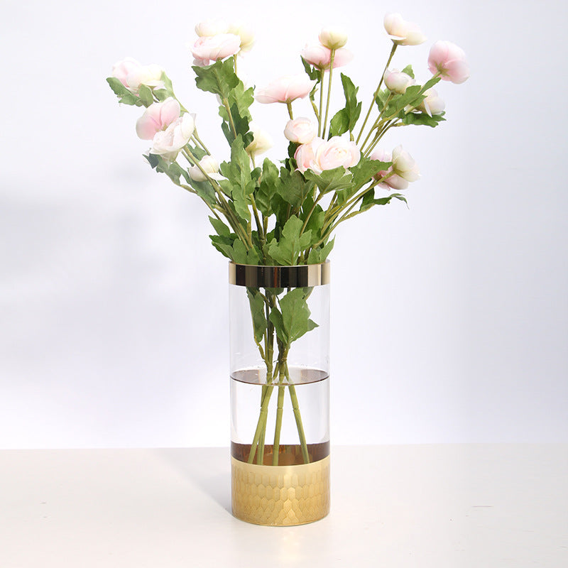 Modern Glass Vase With Textured Gold Base Centerpiece