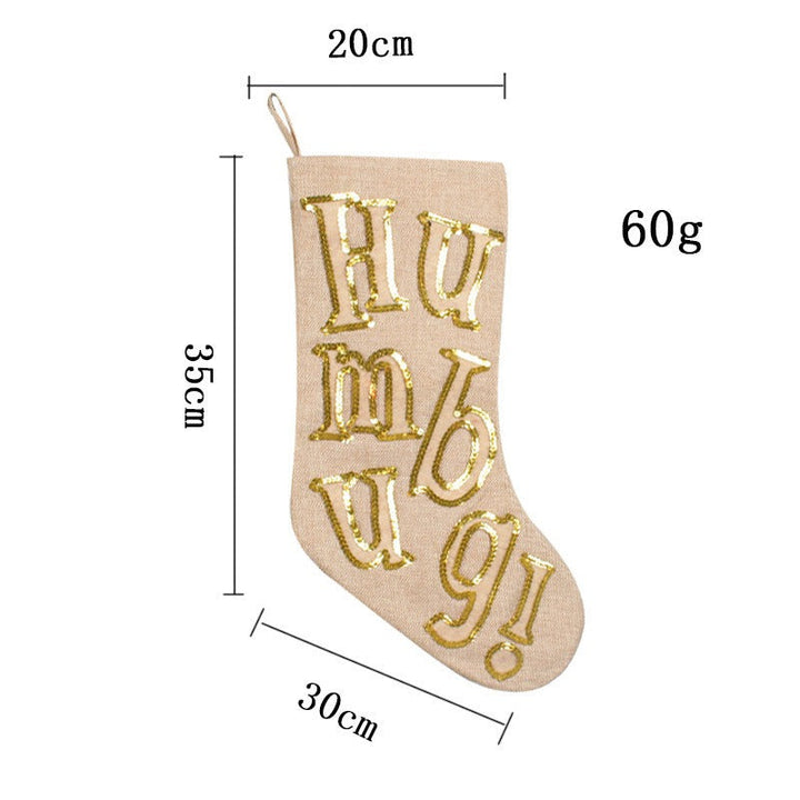Glitter Letter Christmas Stocking Gift Bag Decoration
