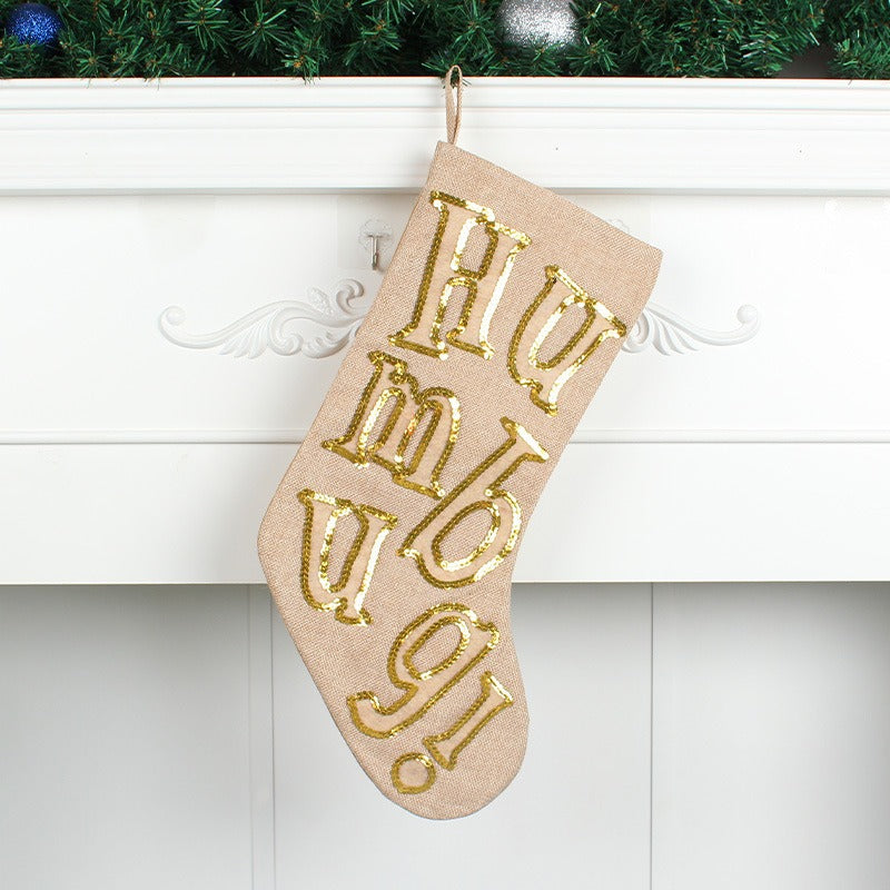 Glitter Letter Christmas Stocking Gift Bag Decoration