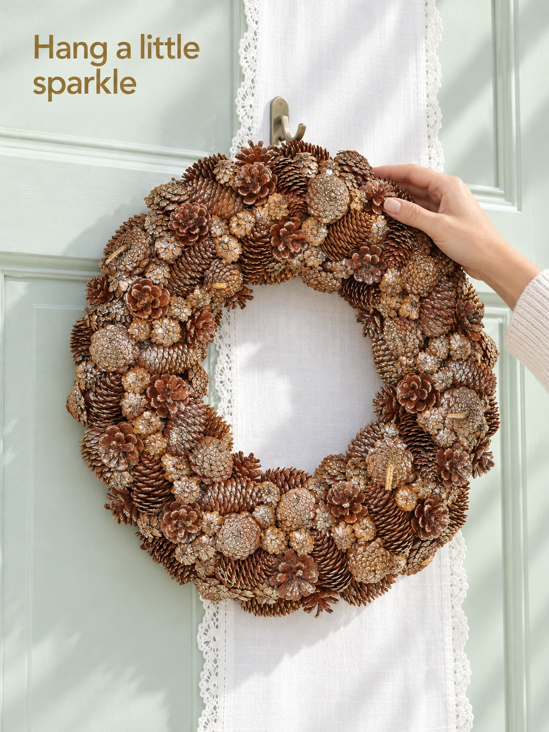 Glitter Pine Cone Wreath for Fall & Holiday Front Door