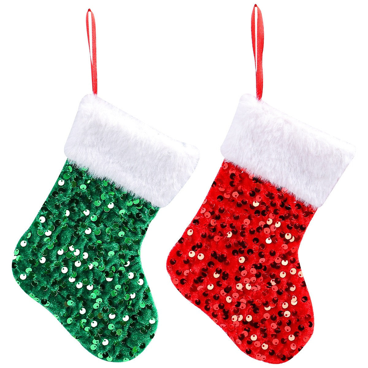 Christmas Stocking Gift Bag With Sparkling Sequin Decor