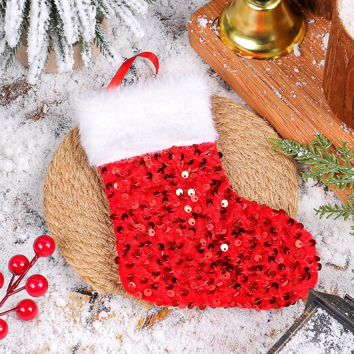 Christmas Stocking Gift Bag With Sparkling Sequin Decor