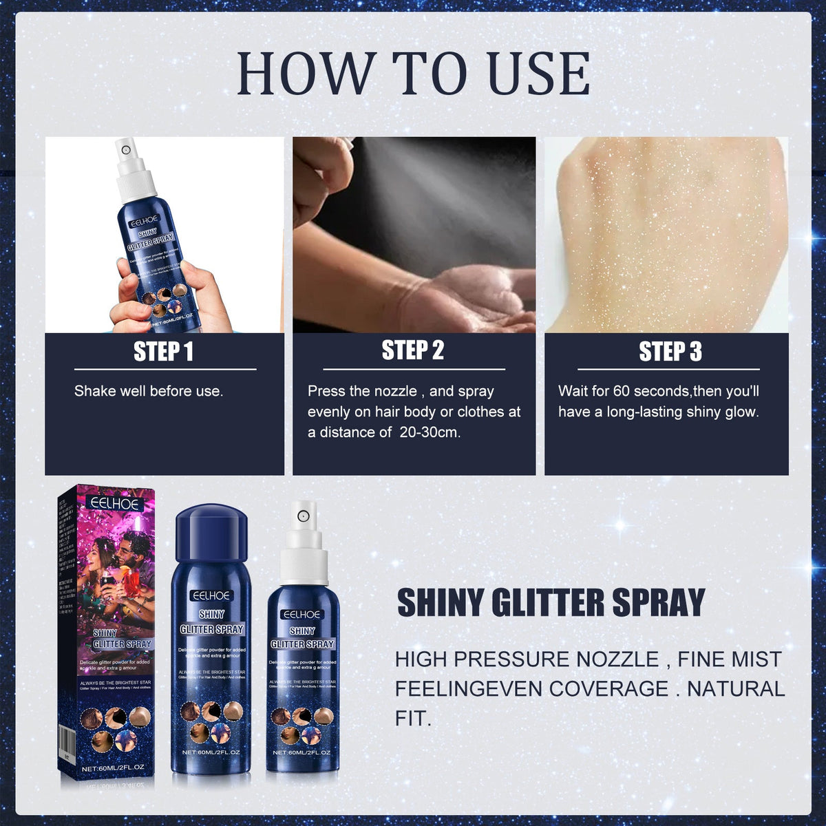 Glitter Spray Makeup & Body Shimmer for Party Looks