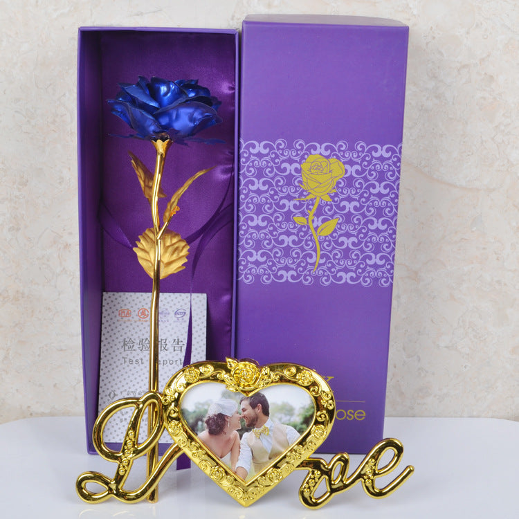 Gold Rose Photo Frame Gift Box for Lasting Romantic Love