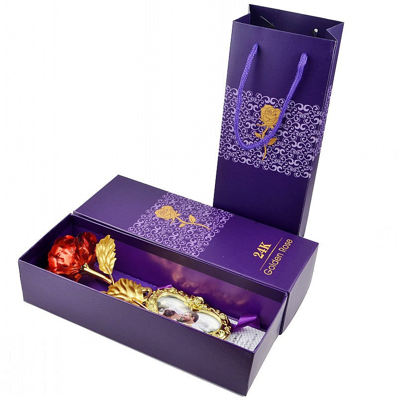 Gold Rose Photo Frame Gift Box for Lasting Romantic Love