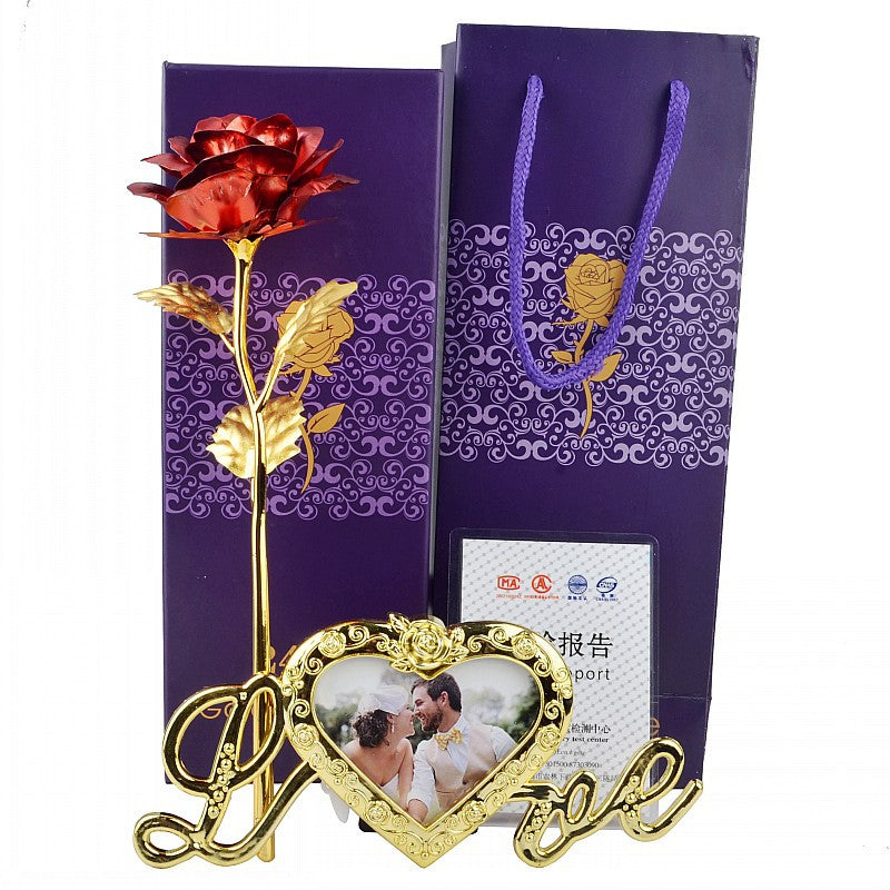 Gold Rose Photo Frame Gift Box for Lasting Romantic Love