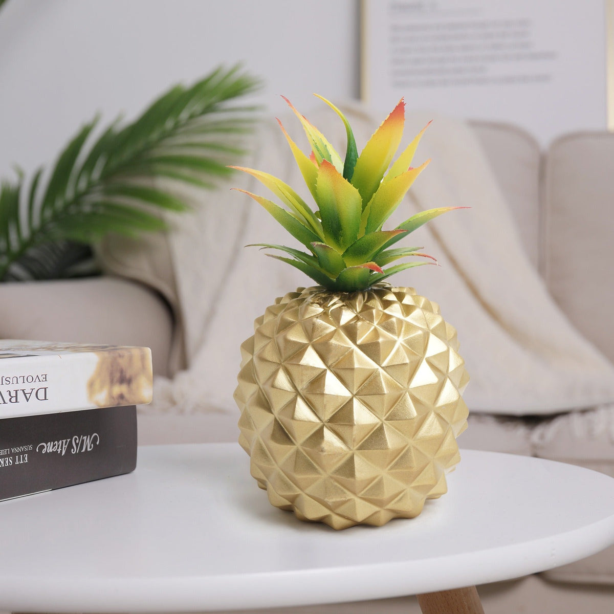 Gold Pineapple Artificial Plant Desk Decor Accent for Tables