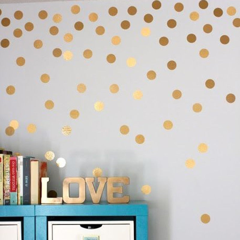 Wall Stickers — Playful Metallic Gold Accent Wall