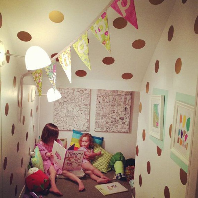 Wall Stickers — Playful Metallic Gold Accent Wall