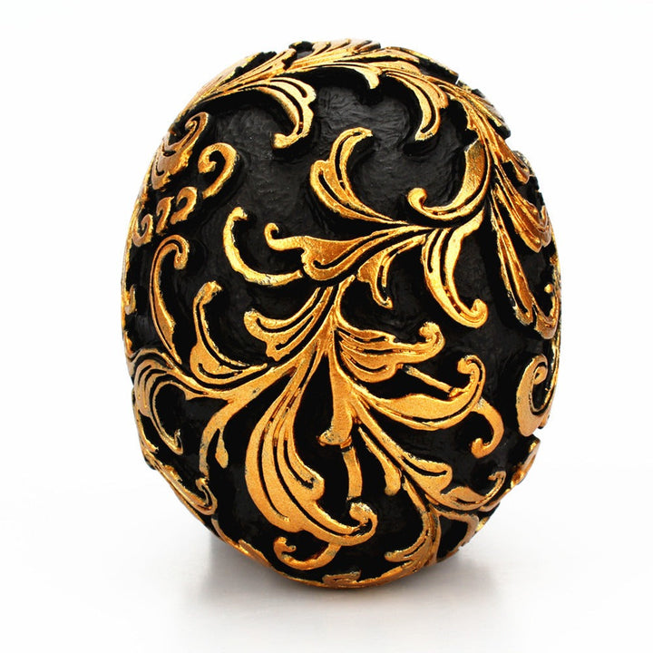 Gothic Skull Ornament – Black and Gold Floral Decor