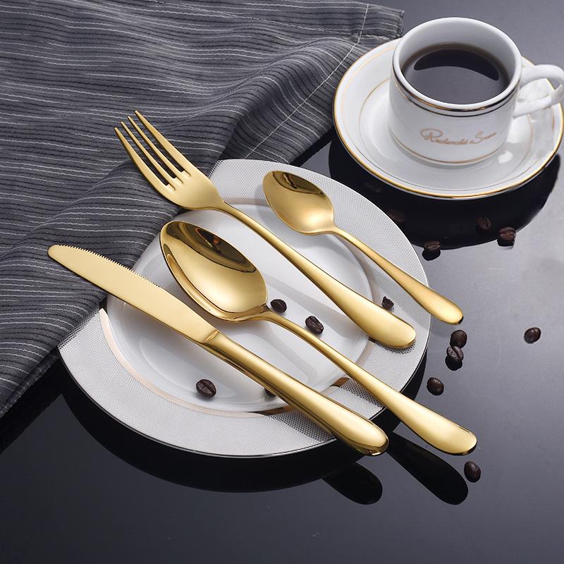 Gold Stainless Steel Cutlery Set for European-Style Dining