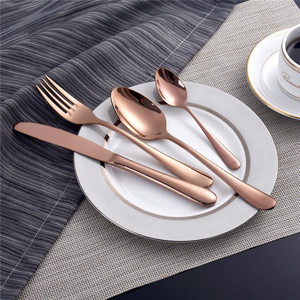 Gold Stainless Steel Cutlery Set for European-Style Dining