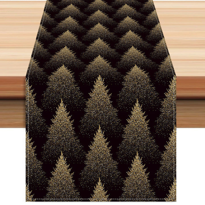 Christmas Table Runner – Elegant Black-Gold Decor