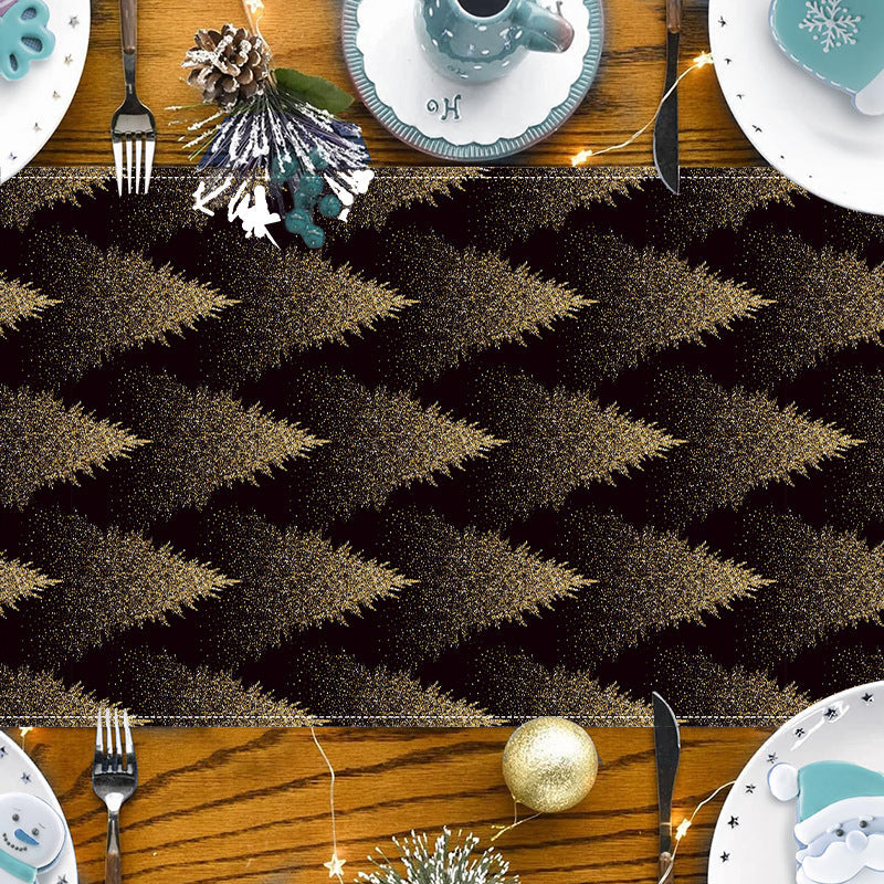 Christmas Table Runner – Elegant Black-Gold Decor