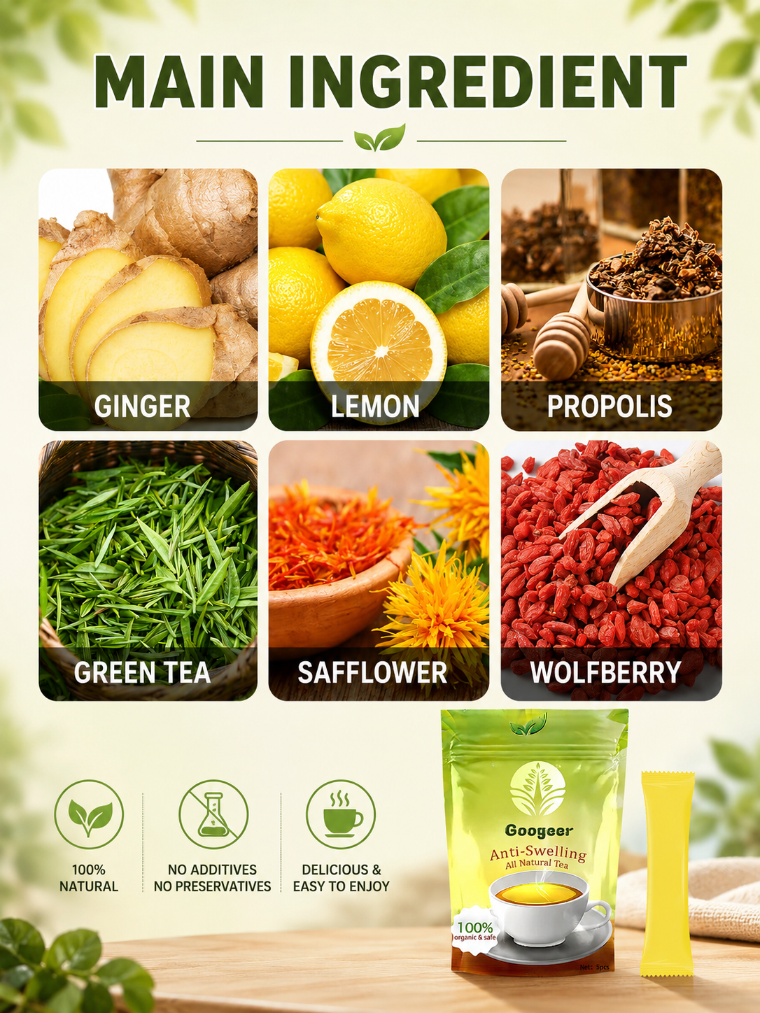Googeer Anti-Swelling Organic Tea — Slim & Firm