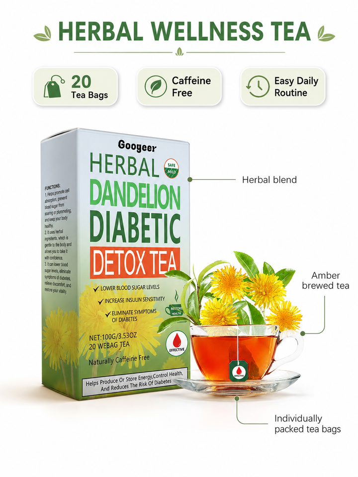 Googeer Herbal Dandelion Detox Tea | Blood Sugar Support
