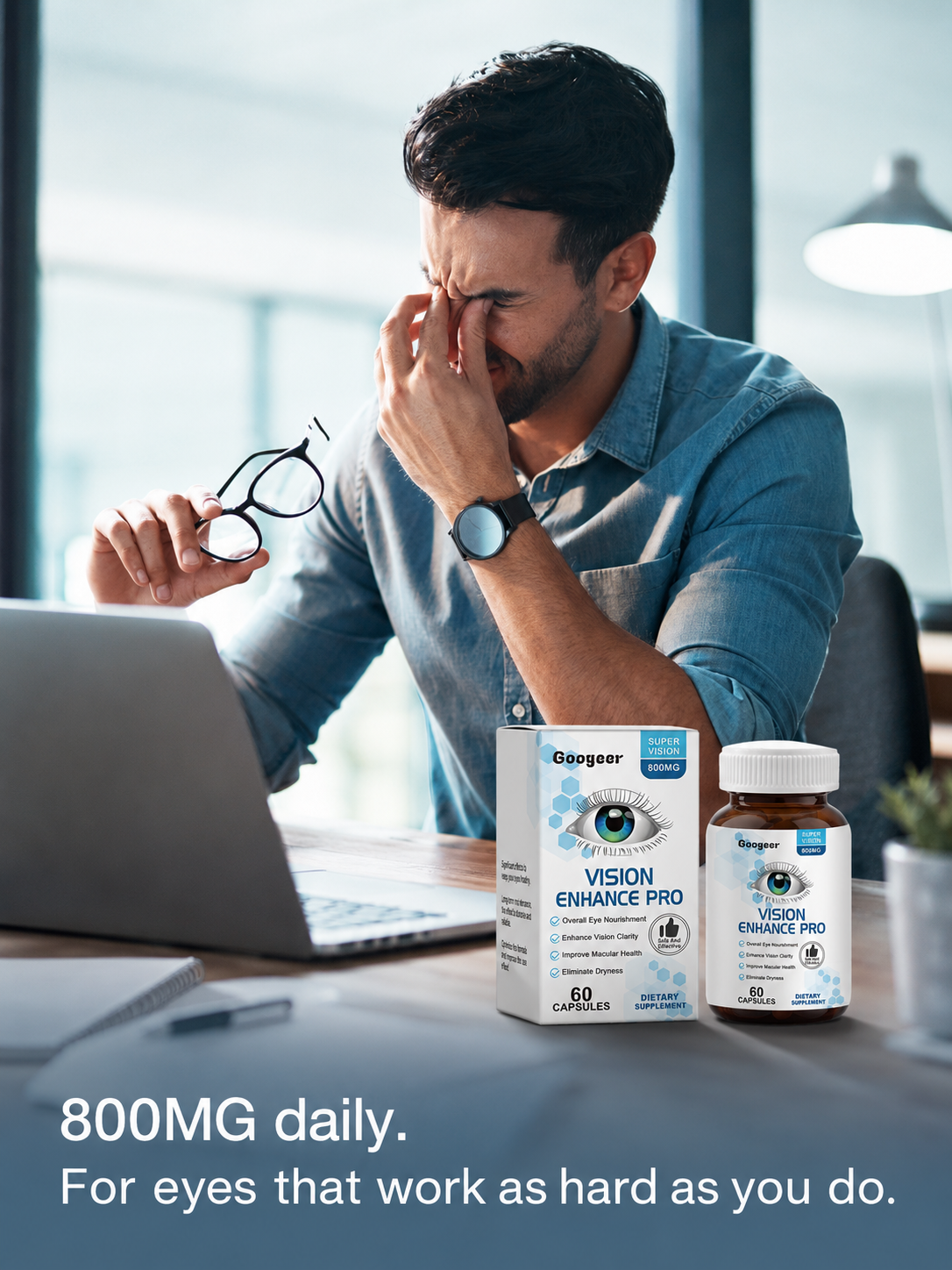 Googeer Vision Enhance Pro 800mg Eye Supplement — 60 Capsules
