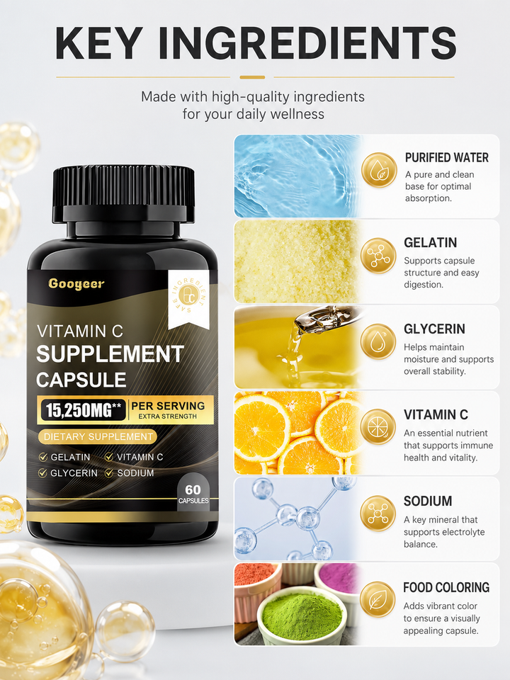 Vitamin C Supplement — 15,250mg Daily Immune & Energy Support