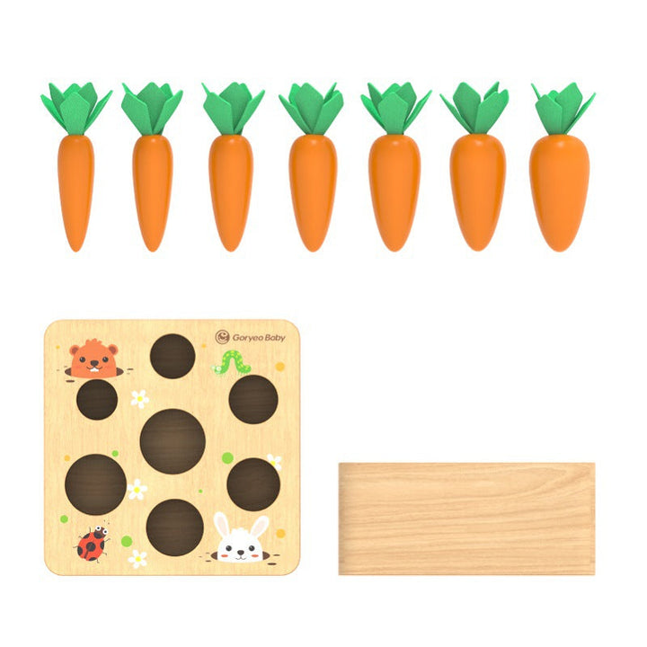 Wooden Carrot Pulling Toy for Fine Motor Skills Practice