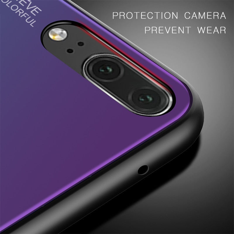 Gradient Tempered Glass Phone Case for Huawei Honor