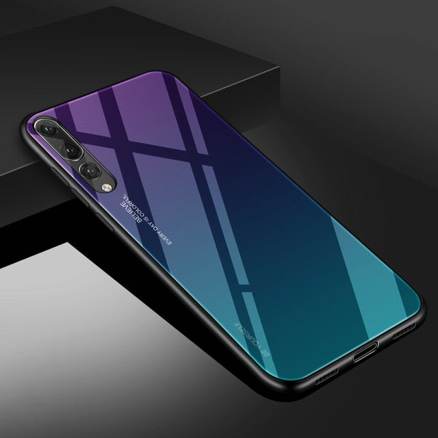 Gradient Tempered Glass Phone Case for Huawei Honor