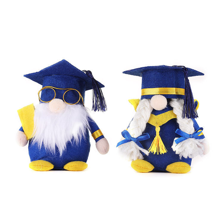 Graduation Dwarf Doll Set for Blue-Gold Party Decor