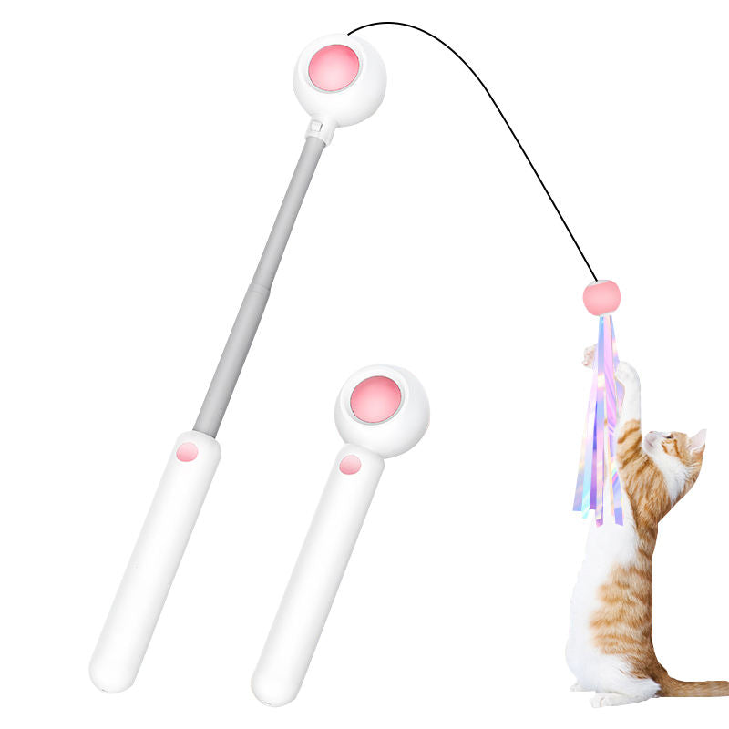 Extendable Cat Wand Toy With Replaceable Attachments