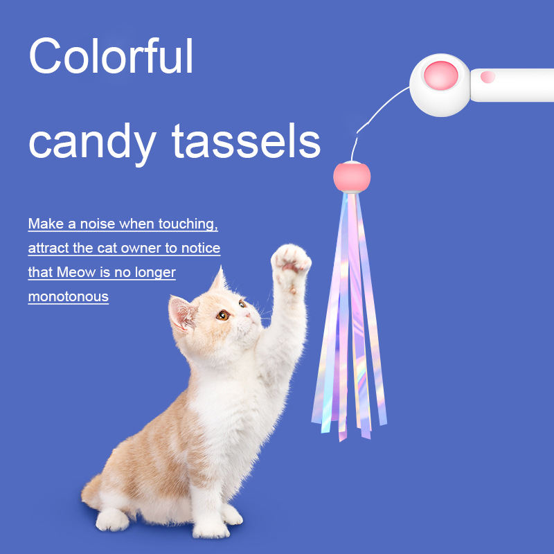 Extendable Cat Wand Toy With Replaceable Attachments