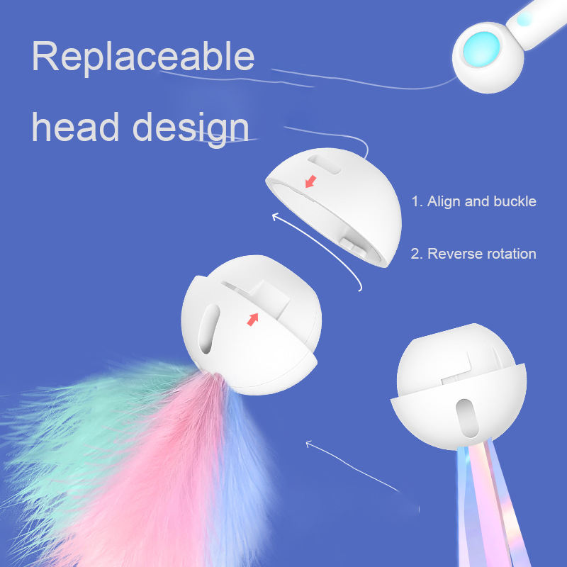 Extendable Cat Wand Toy With Replaceable Attachments