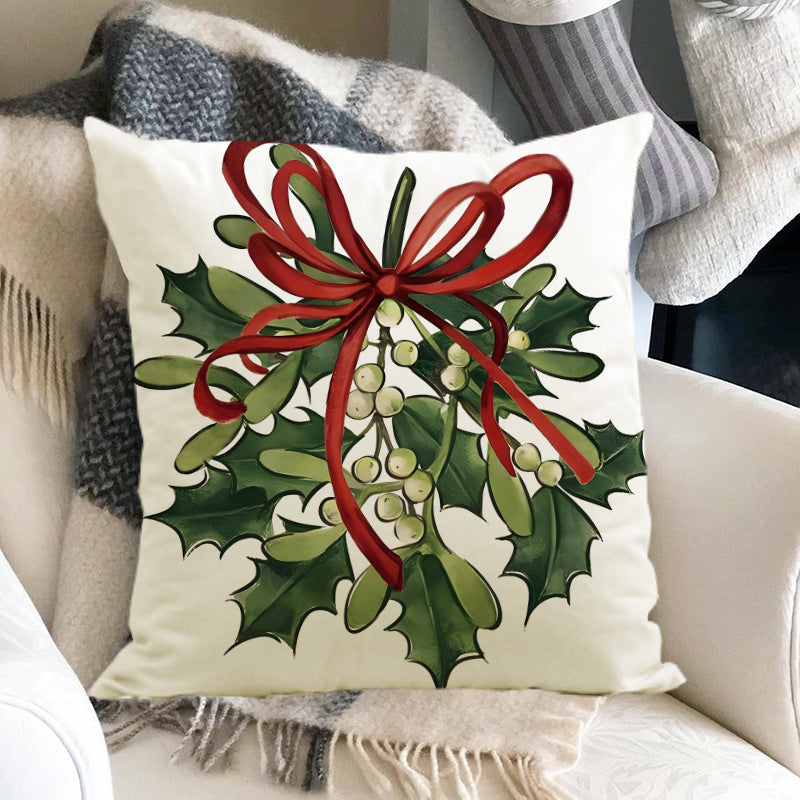 Christmas Pillow Cover – Festive Linen-Look Home Decor