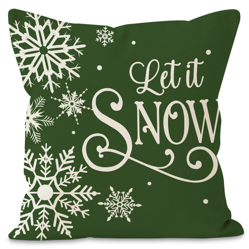 Christmas Pillow Cover – Festive Linen-Look Home Decor