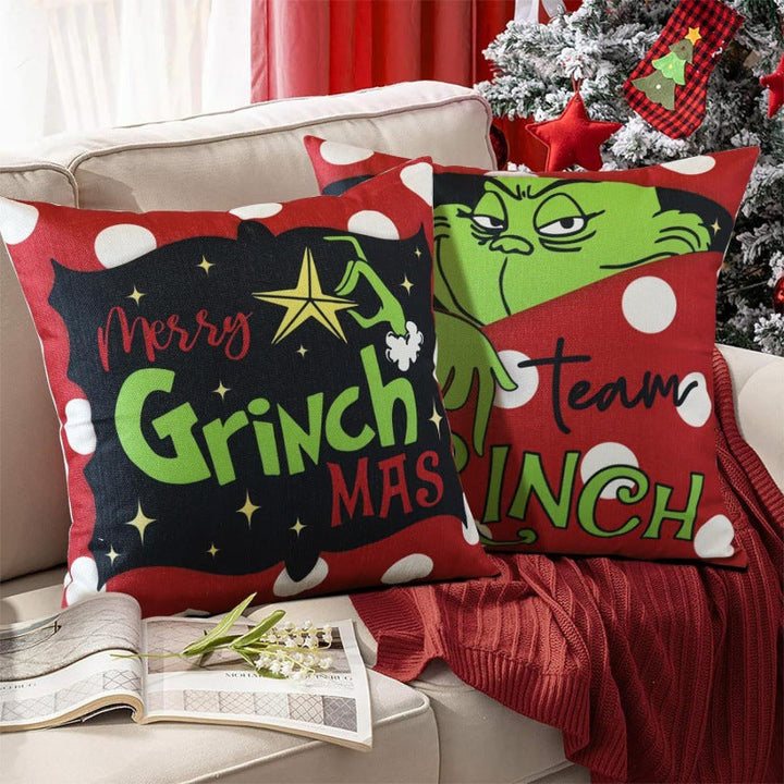 Christmas Pillow Cover – Grinch Holiday Sofa Decor