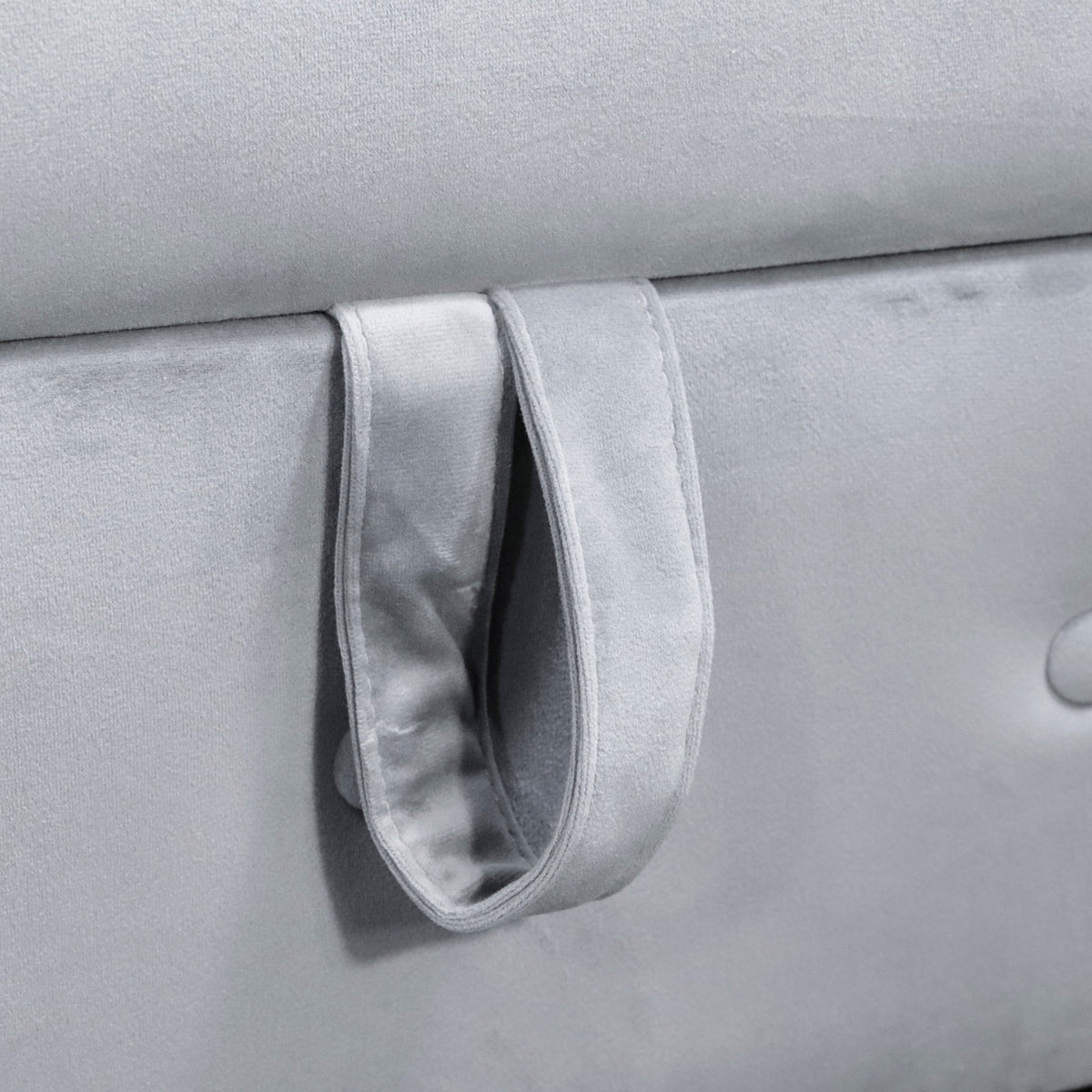Grey Velvet Chaise Lounge with Storage for Bedroom