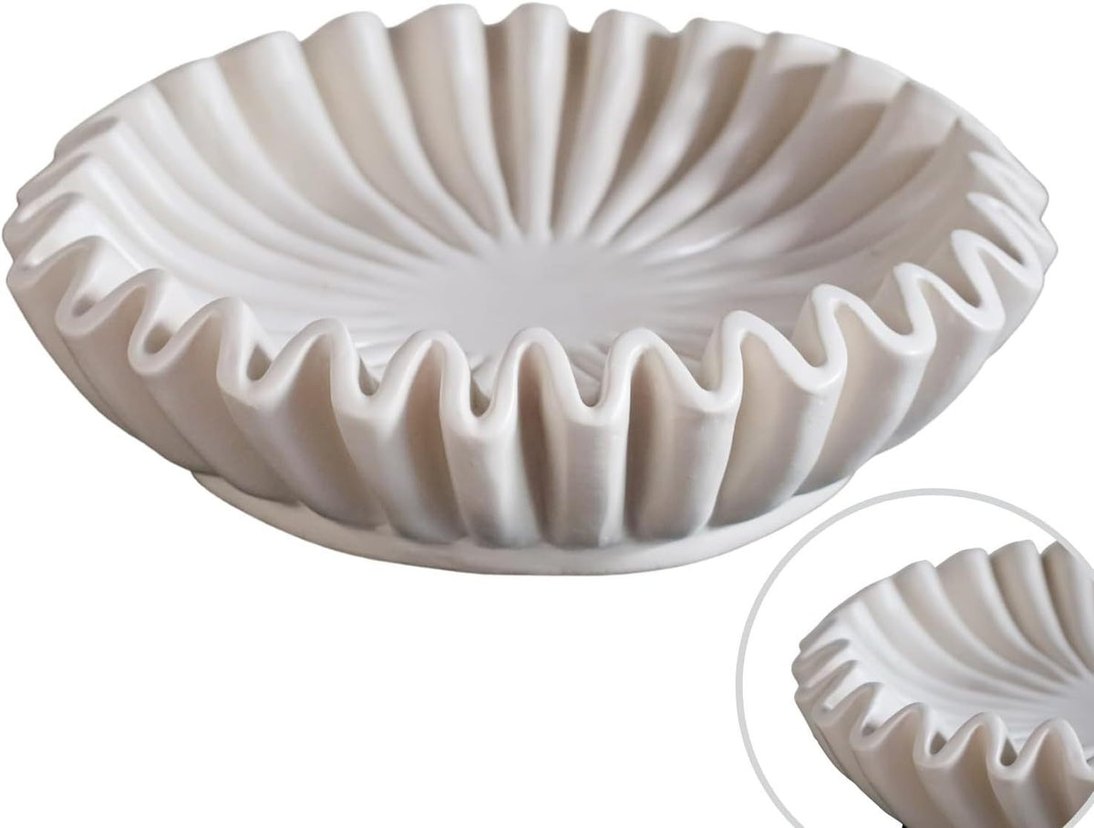 Fluted Lotus Leaf Decorative Bowl for Coffee Table Styling