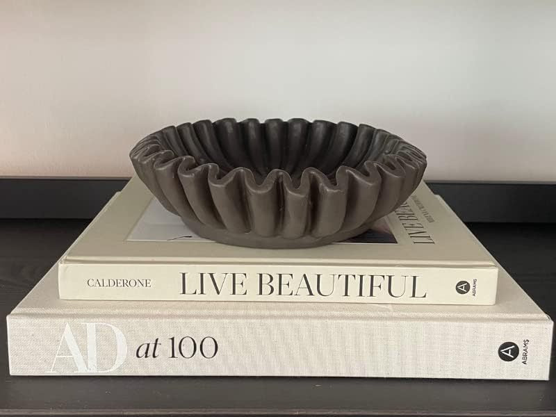 Fluted Lotus Leaf Decorative Bowl for Coffee Table Styling