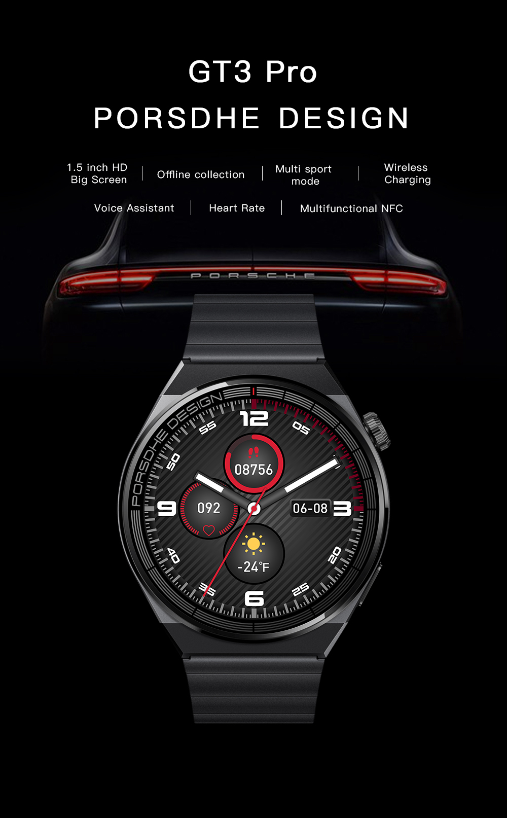 Round Smartwatch with Heart Rate & Blood Oxygen Tracking
