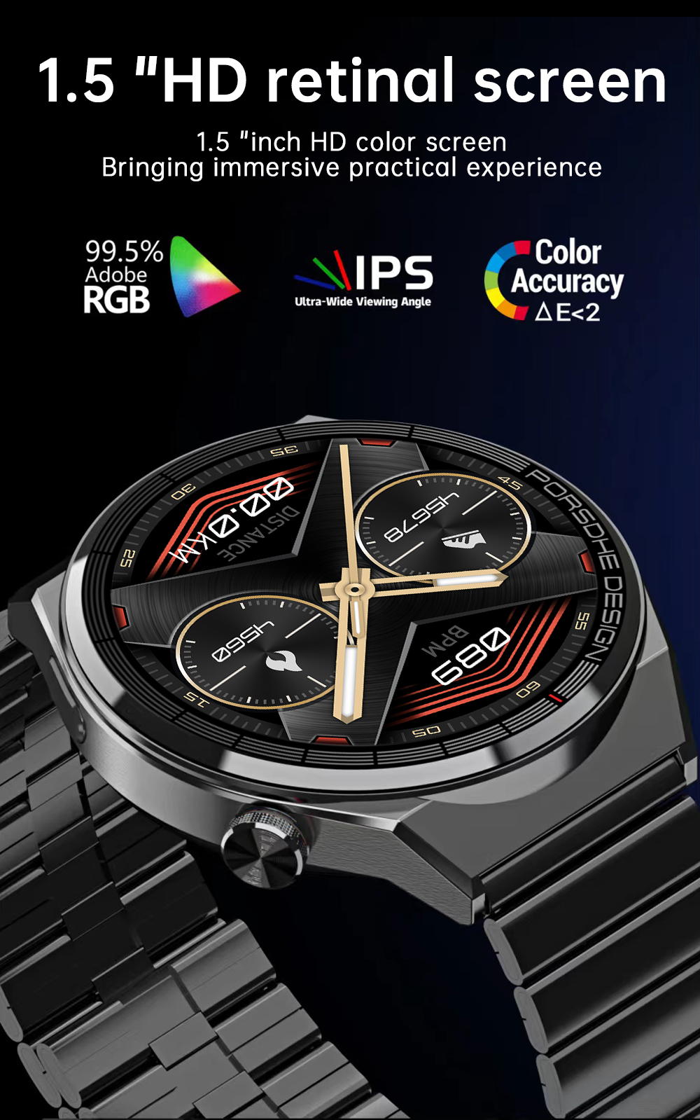 Round Smartwatch with Heart Rate & Blood Oxygen Tracking