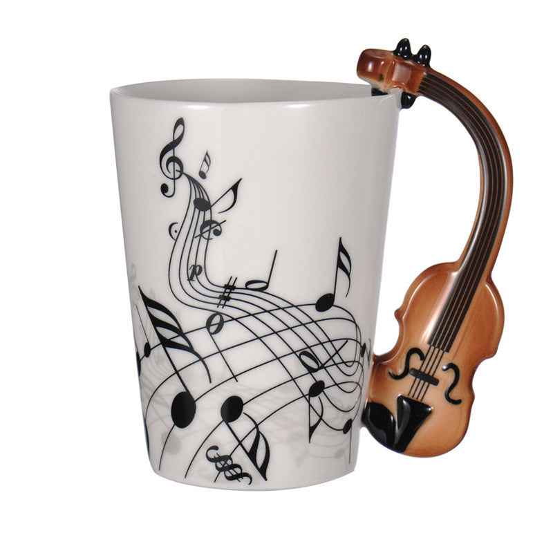 Musical Instrument Handle Ceramic Mug for Music Lovers