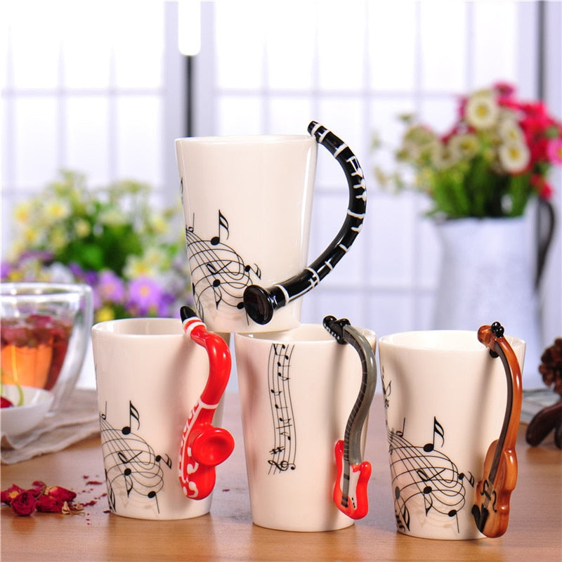 Musical Instrument Handle Ceramic Mug for Music Lovers