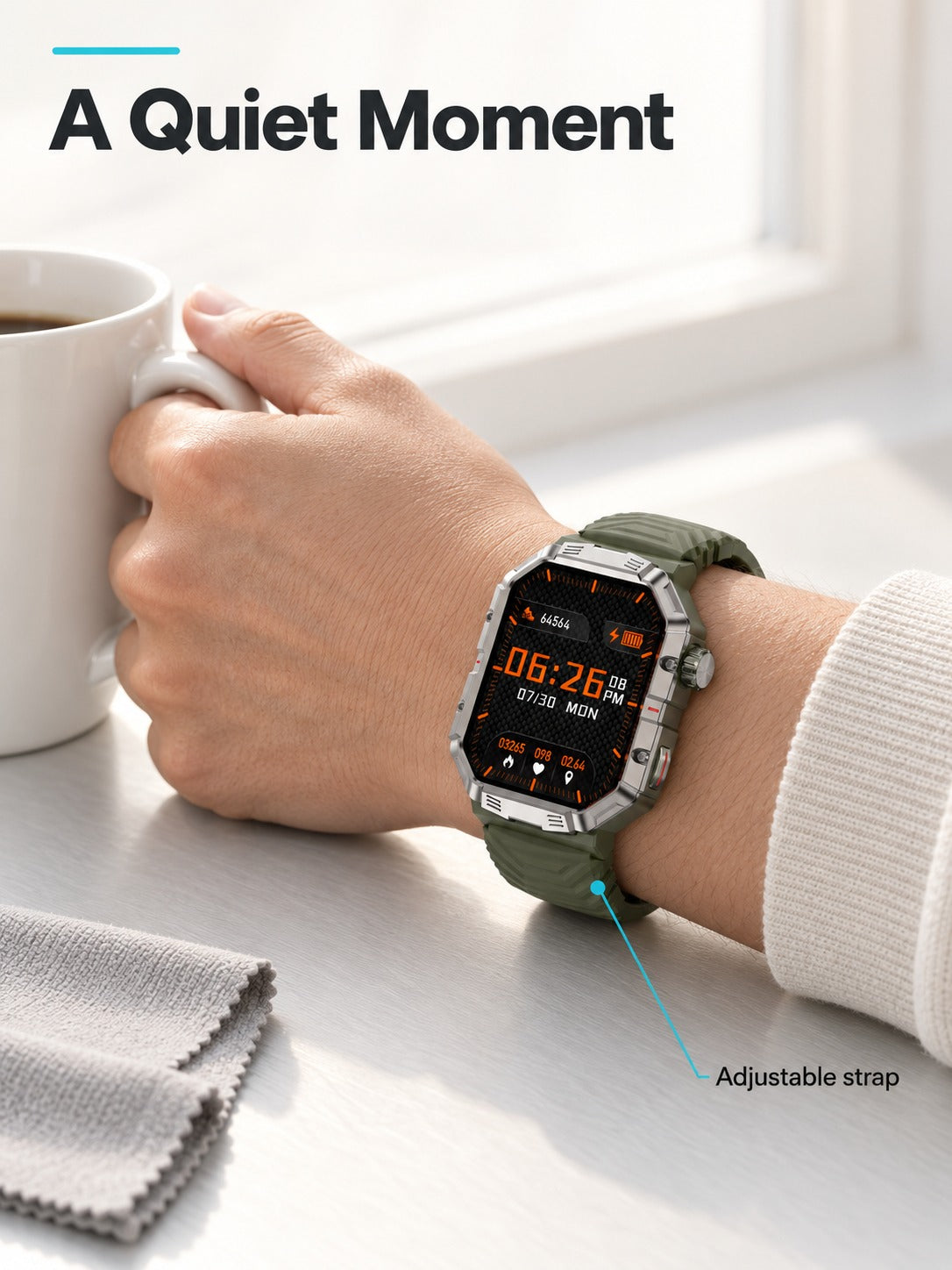 Rugged Military Smartwatch with Bluetooth Calling & NFC