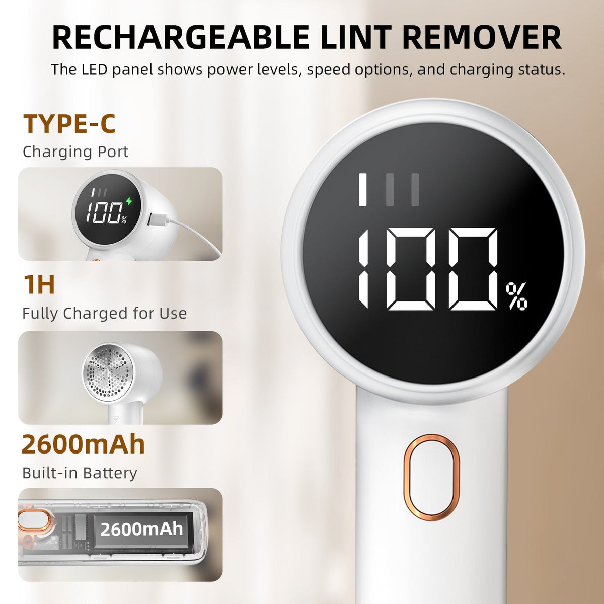 Rechargeable Fabric Lint Remover for Sweaters & Coats