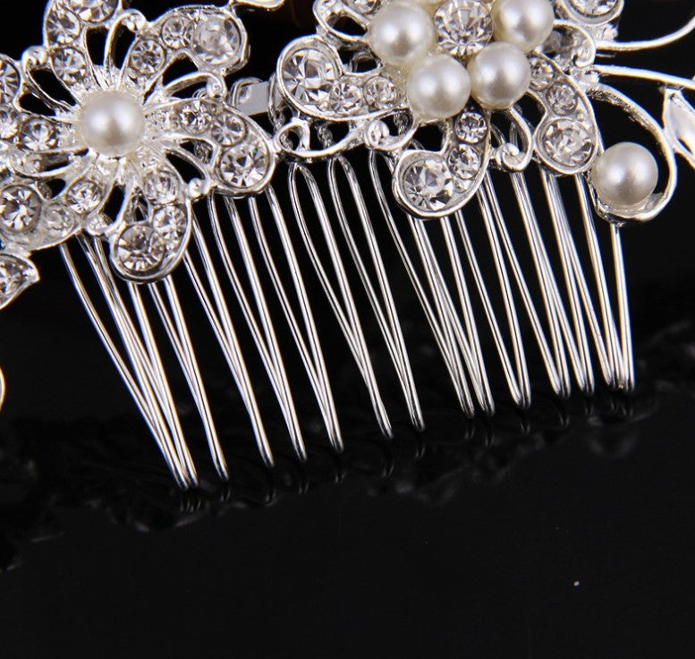 Bridal Hair Comb with Crystal and Pearl Accents for Updos