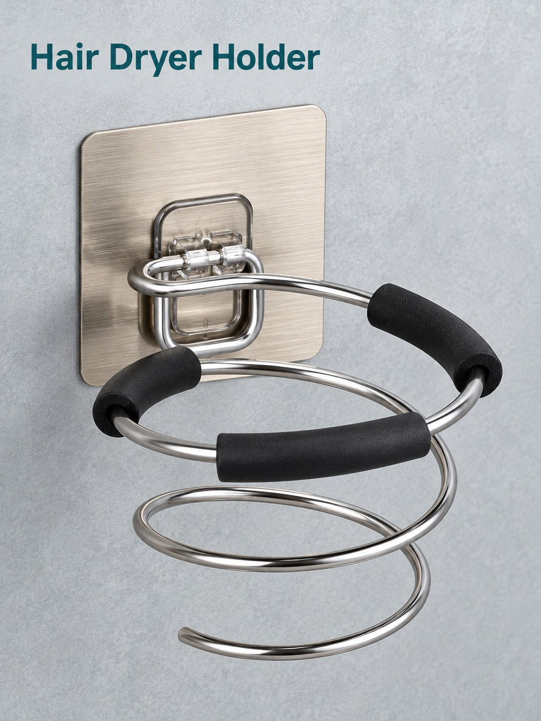 Hair Dryer Holder Wall Mount, No-Drill Stainless Steel