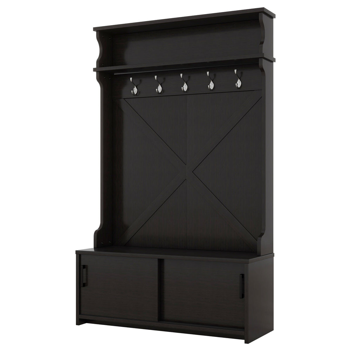 Entryway Hall Tree with Bench, Shoe Cabinet and Hooks