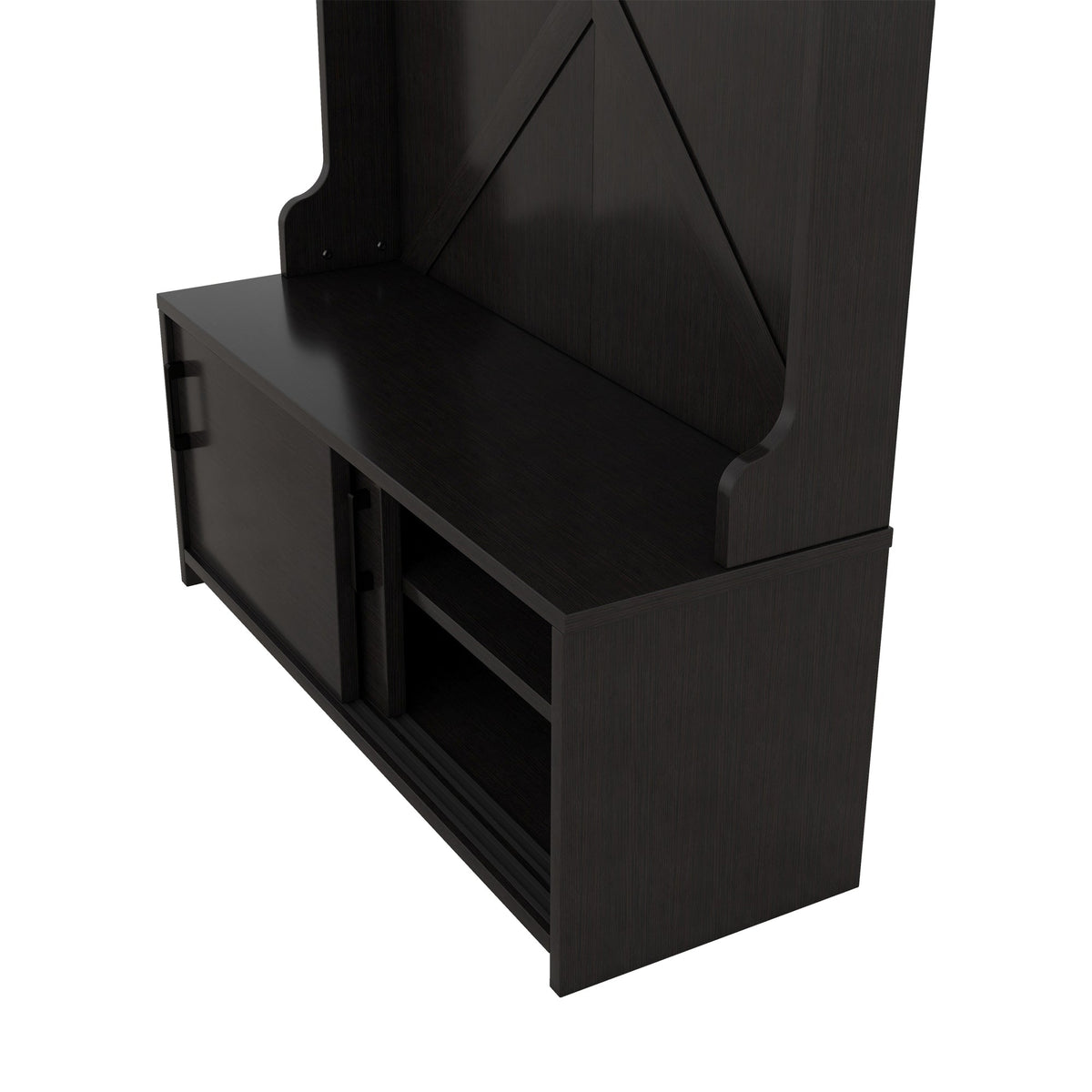 Entryway Hall Tree with Bench, Shoe Cabinet and Hooks