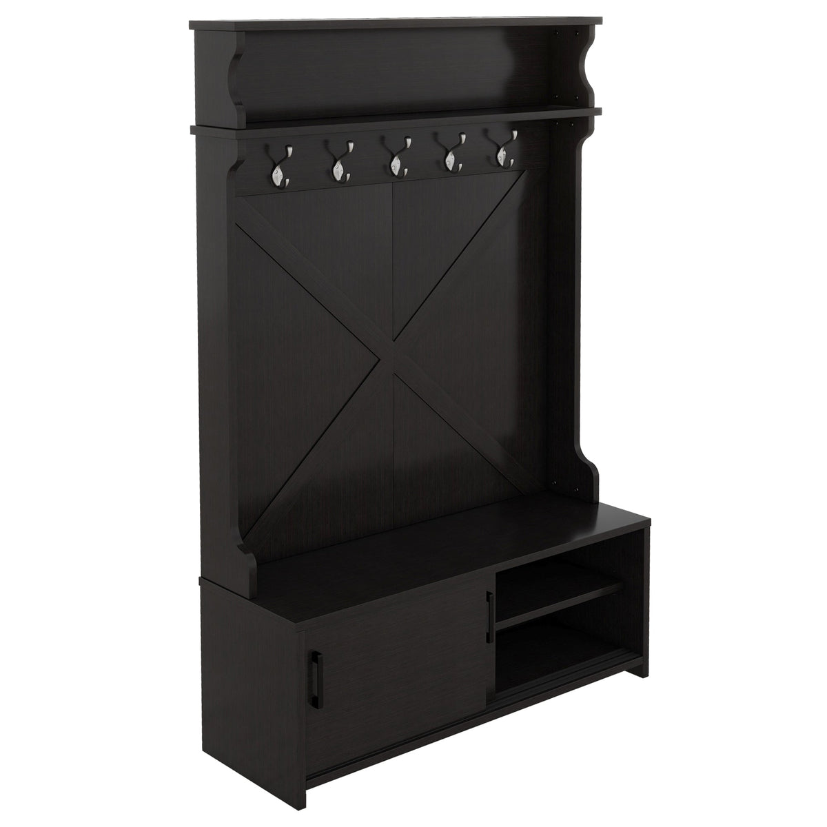 Entryway Hall Tree with Bench, Shoe Cabinet and Hooks
